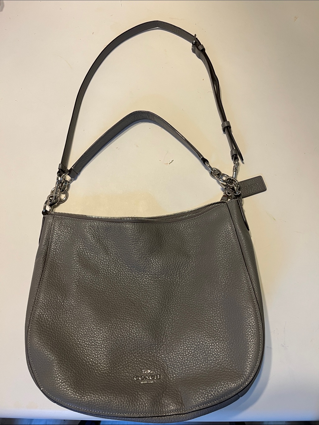 Coach Gray Pebbled Leather Shoulder Hobo
